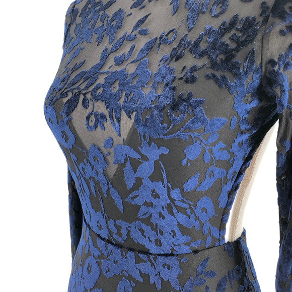 Lucy in the Sky Womens Size Small Burnout Velvet Floral Body-Con Mini Dress - Picture 5 of 7